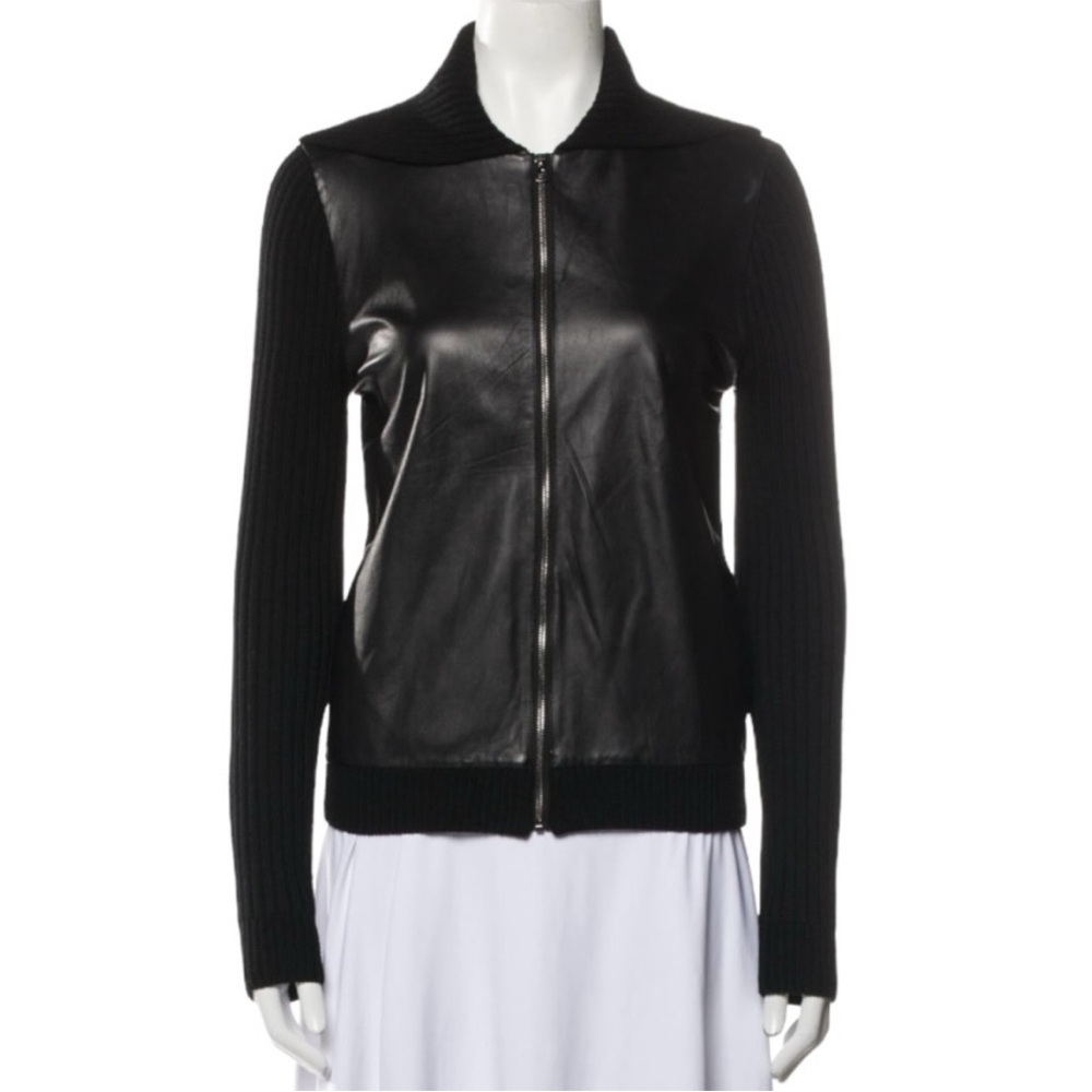 L’Agence Merino Wool & Lambskin Leather Jacket - Picture 2 of 8